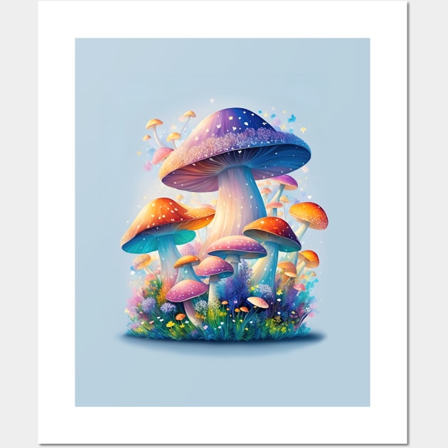 Colorful Mushrooms In Watercolor Style - AI Art Wall Art by Asarteon